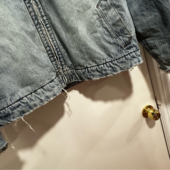 VTG 90s Men’s XL FCUK denim Faux Fur Lined Jacket. Light Wash. Distressed. - Picture 16 of 16